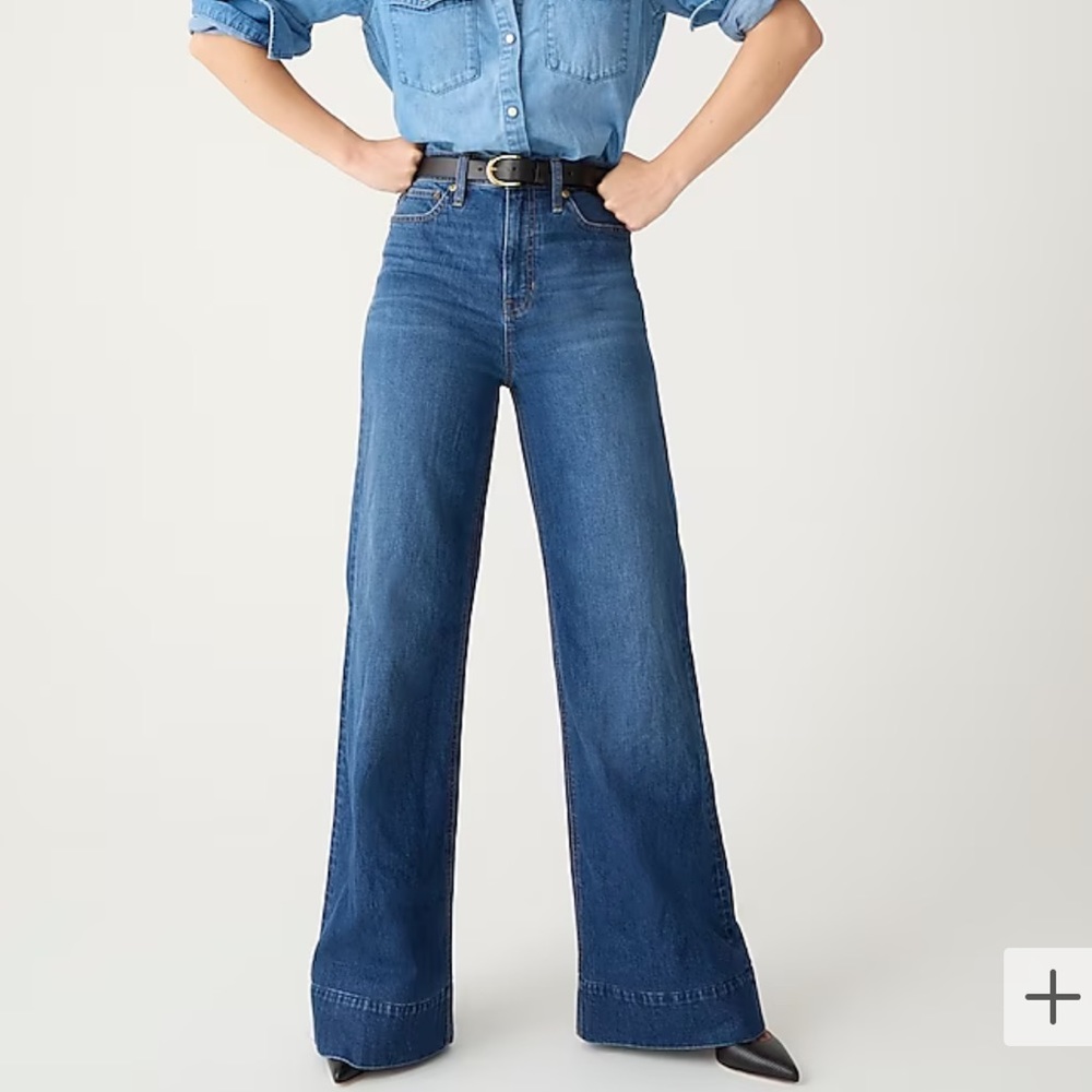 EUC JCrew Denim Five Pocket Wide Leg trouser Size 30 x 31” inseam